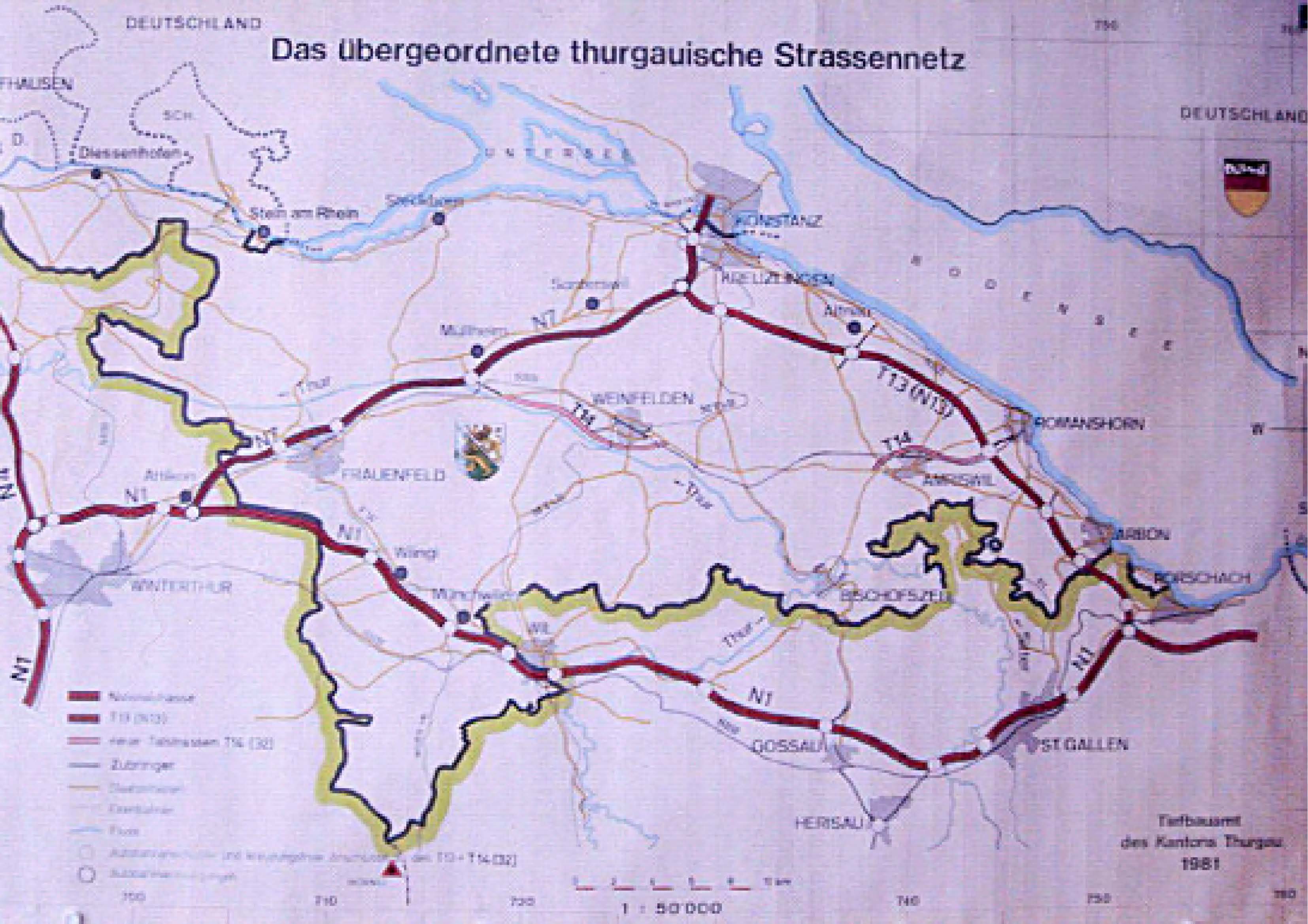 Strassennetz Kanton Thurgau 1981
